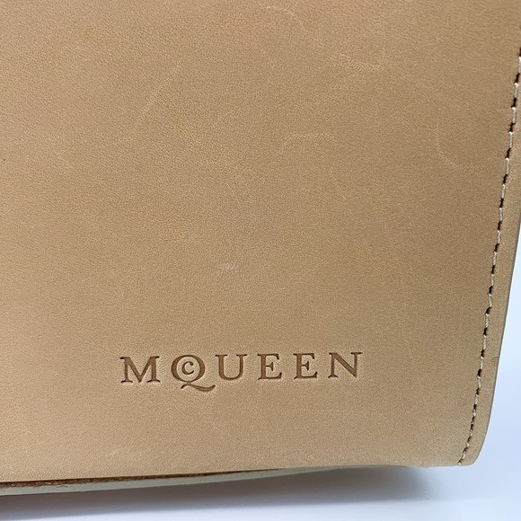 McQueen Top Zip Handbag Tote Leather Bag in Beige - Picture 9 of 16